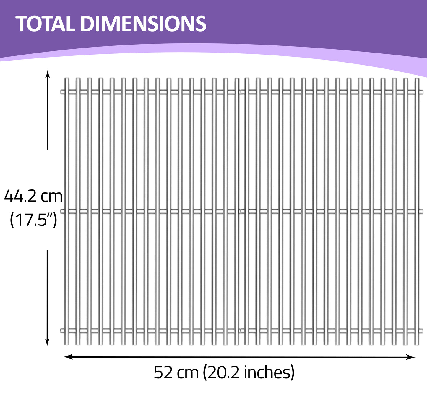 7637 Replacement Cooking Grates for Weber Spirit and Spirit II 200 Series Gas Grills (E-210, E-220, S-210, S-220), 44.2 x 25.7 cm each, Stainless Steel