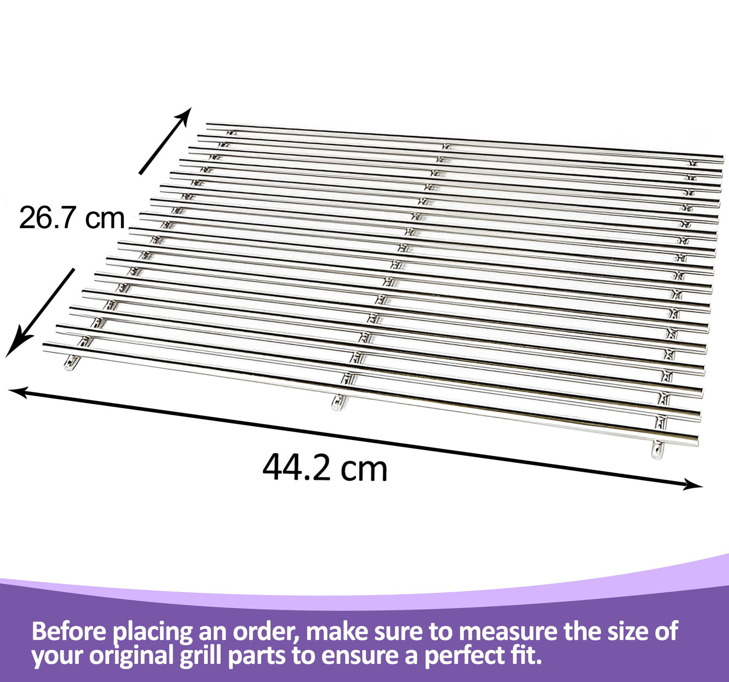 7637 grillrister for Weber Spirit og Spirit II 200-serien gassgriller (E-210, E-220, S-210, S-220), 44,2 x 25,7 cm hver, rustfritt stål