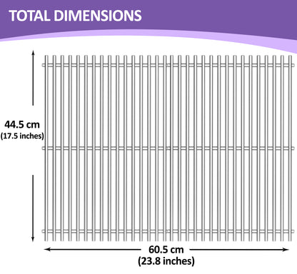 7638/7639 Spare Grill Grates for Weber Spirit 300 Series (E-310/E-320/S-310/S-320), Spirit 700, Silver/Gold/Platinum B & C, Genesis 1000-5000 Gas Grills, 44.5 cm x 30.2 cm each, Stainless Steel