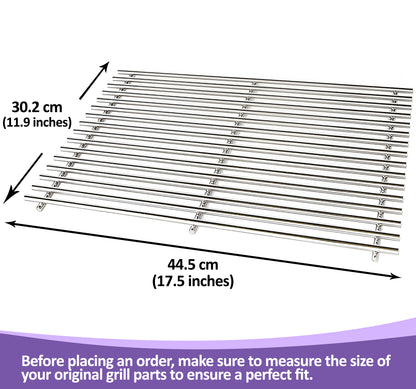 7638/7639 Spare Grill Grates for Weber Spirit 300 Series (E-310/E-320/S-310/S-320), Spirit 700, Silver/Gold/Platinum B & C, Genesis 1000-5000 Gas Grills, 44.5 cm x 30.2 cm each, Stainless Steel