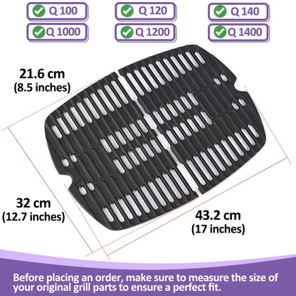 Lot de 2 grilles de cuisson en fonte Q100 Q100, Q1000, Q120, Q1200 Lot de 2 grilles de cuisson en fonte Q100 Q100, Q1000, Q120, Q1200