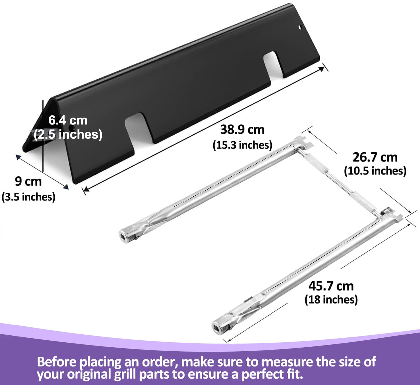 7635 Flavorizer Bars & 69785 Burners for Weber Spirit 200 / Spirit II 200 Grills | E-210, E-220, S-210, S-220 (Front Control), Weber Spirit Grill Spare Parts
